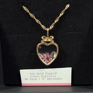SU 14Kt Gold dipped Heart Shaker pendant necklace, NWOT.